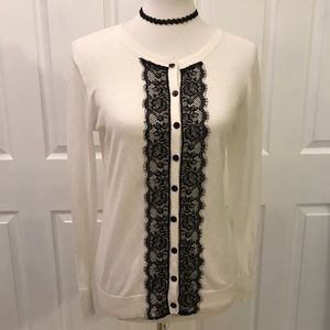 White Sweater with Black Lace